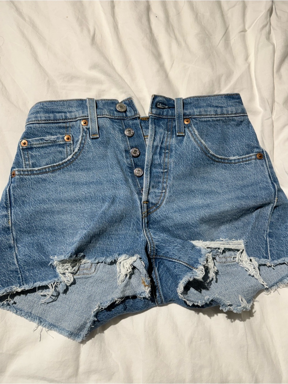 Levi's 501 Original Fit High Rise Women's Shorts Distressed Blue Jean Shorts